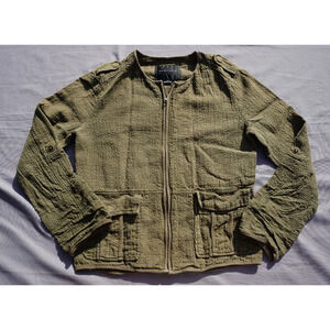 Sanctuary Lightweight Full zip Seersucker Jacket Military Women's Size XS